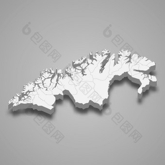 等角地图Troms马克县挪威向量插图等角地图Troms马克县挪威