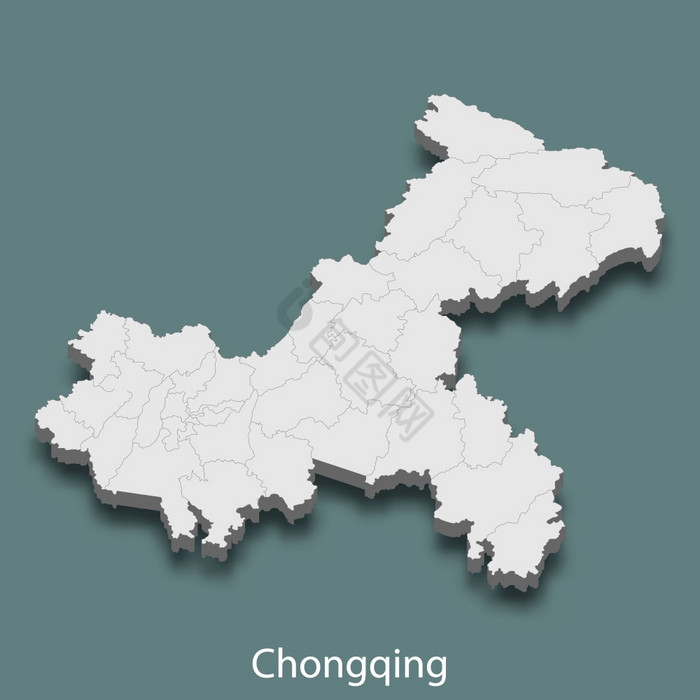 等角地图重庆城市中国向量插图等角地图重庆