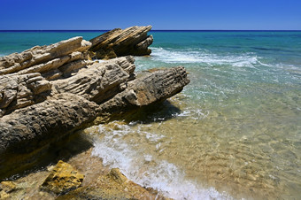 美丽的海滩与海<strong>旅游度假</strong>胜地希腊岛食物美丽的概念为夏天假期自然色彩斑斓的背景