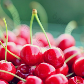 美丽的红色的新鲜的<strong>樱桃健康</strong>的食物<strong>水果</strong>概念为有机和<strong>健康</strong>的生活方式