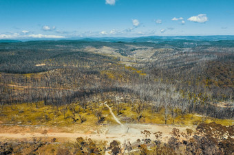 空中视图污垢路运行通过森林影响森林大火的中央<strong>高地</strong>区域<strong>新</strong>南威尔士澳大利亚