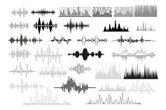 声音<strong>波</strong>集集合音频不同的频率广播音乐<strong>信号</strong>插图数字均衡器技术和脉冲行的声音记录垮掉的一代振动白色背景声音<strong>波</strong>集集合