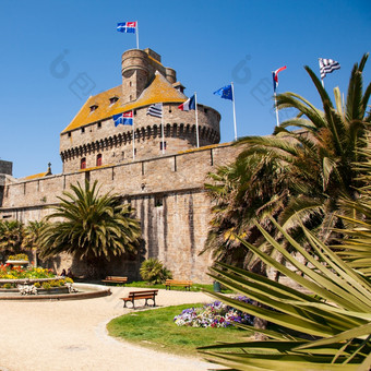 的城堡和的古老的防守防御工事的城市saint-malo法国城堡和防御工事saint-malo