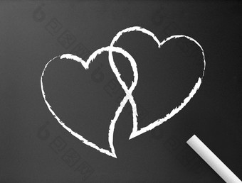 黑暗黑板背景与两个心插图