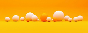 摘要背景与球体塑料白色和橙色泡沫渲染光滑的球现代<strong>时尚</strong>的横幅<strong>海报设计</strong>