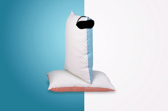 personofied绗缝枕头与睡觉面具软缓冲为舒适的睡眠和甜蜜的做梦