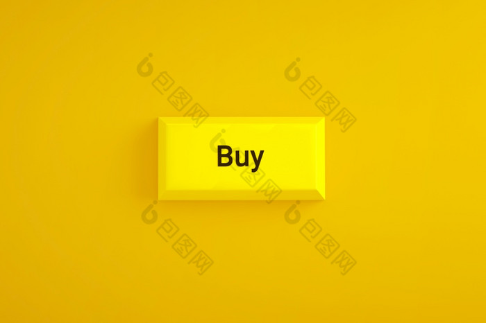 黄色的买按钮在黄色的背景呈现