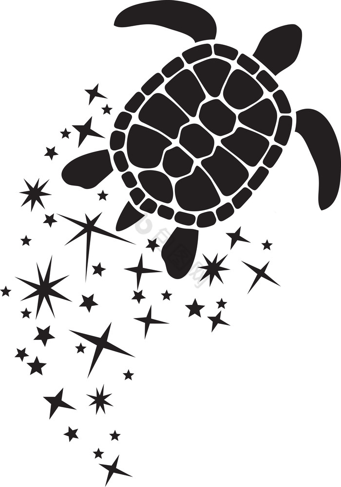 乌龟与星星和闪光图片