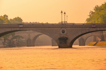 法国石头桥梁在的河他的巴黎之前日落金日落在的桥梁巴黎