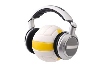 耳机排球球耳机排球球体育运动而且音乐概念