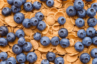 食物杂粮牛奶什锦早餐而且蓝莓特写镜头拍摄健康的食物背景