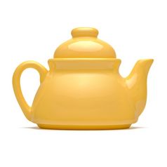 孤立的对象单小黄色的茶壶白色背景小黄色的茶壶