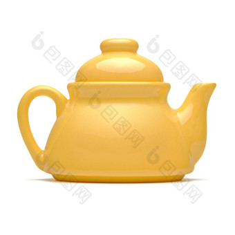 孤立的对象单小黄色的<strong>茶壶</strong>白色背景小黄色的<strong>茶壶</strong>