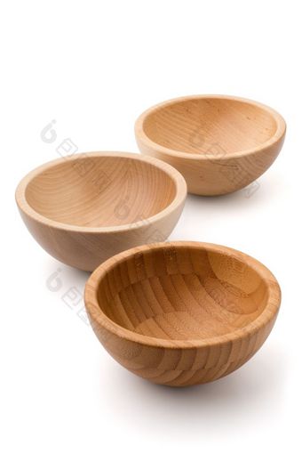 厨房餐具集团空木碗孤立的白色背景集团空木碗