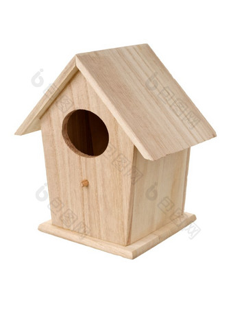 孤立的对象手工制作的木鸟嵌套盒子鸟房子白色背景木鸟嵌套盒子