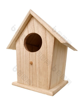 孤立的对象手工制作的木鸟嵌套盒子鸟房子白色背景木鸟嵌套盒子