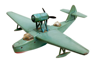 孤立的对象老通用的水电飞机绿色金属规模模型孤立的白色背景水电飞机老规模模型
