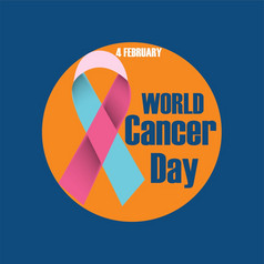 向量插图背景为世界癌症一天2月意识丝带