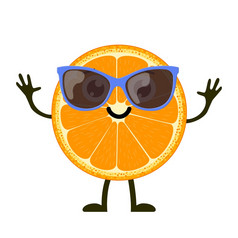 可爱的和有趣的橙色字符与太阳镜色彩斑斓的夏天设计向量插图平风格可爱的和有趣的橙色字符