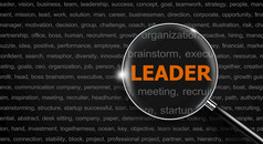 领袖词云与放大玻璃找到搜索领袖业务概念插图