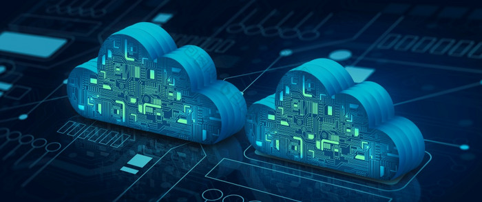 云计算技术互联网收敛点电路与摘要蓝色的背景云服务云存储概念插图