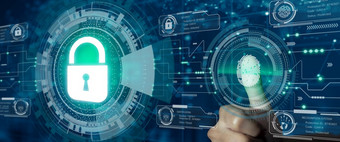 指纹识别访问数据保护网络安全隐私信息网络保护与防火墙业务互联网技术与生物识别技术概念