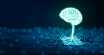 <strong>芯</strong>片组与人类大脑电脑电路董事会人工情报数据矿业和深学习现代电脑技术Cpu概念呈现