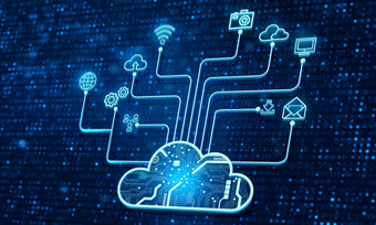 云计算技术互联网存储网络与技术背景数据信息云备份存储互联网数据概念插图