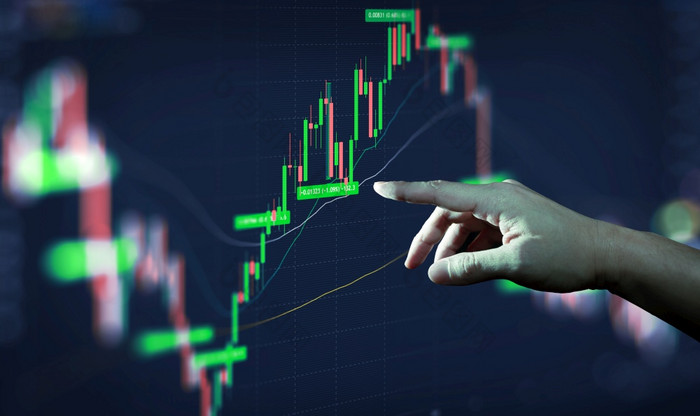 商人手分析金融股票市场图董事会交易数据指数投资增长图表cryptocurrency和外汇概念