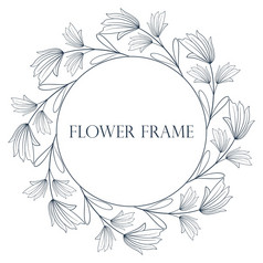 圆形植物花框架向量插图花环与花手工制作的草图Rim为邀请祝贺你模板圆形植物花框架向量插图