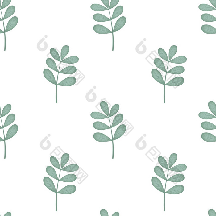 Herbal嫩枝绿色植物无缝的模式植物水彩多叶的背景模板为包装纸壁纸和织物Herbal嫩枝绿色植物无缝的模式