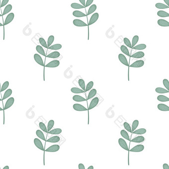 Herbal嫩枝绿色植物无缝的模式植物水彩多叶的背景模板为包装纸壁纸和织物Herbal嫩枝绿色植物无缝的模式