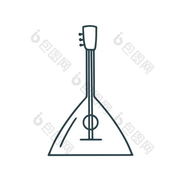 音乐的仪器俄式三弦琴涂鸦风格孤立的向量插图传统的人字符串仪器为音乐手画简单的轮廓音乐的仪器俄式三弦琴涂鸦风格孤立的向量插图