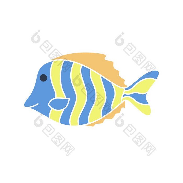 可爱的条纹鱼婴儿字符孤立的向量插图水下海洋海洋居民画图标装饰为孩子们的事情和设计可爱的条纹鱼婴儿字符孤立的向量插图