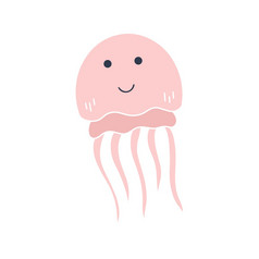 可爱的粉红色的水母婴儿字符孤立的向量白色背景水下居民装修孩子们的事情海动物涂鸦风格可爱的粉红色的水母婴儿字符孤立的向量白色背景