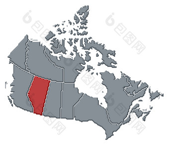 地图加拿大阿尔伯塔省突出显示政治地图加拿大与的几个省在哪里阿尔伯塔省突出显示