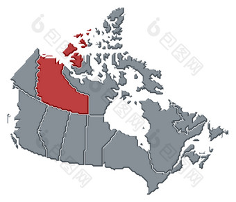 地图加拿大西北领土突出显示政治地图加拿大与的几个省在哪里西北领土突出显示