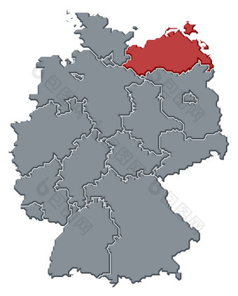 地图德国<strong>突出</strong>显示政治地图德国与的几个州在哪里<strong>突出</strong>显示