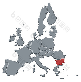 地图的欧洲联盟保加利亚突出显示政治地图的欧洲联盟与的几个州在哪里保加利亚突出显示