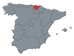 地图西班牙巴斯克国家突出显示政治地图西班牙与的几个地区在哪里巴斯克国家突出显示