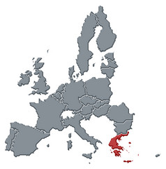 地图的欧洲联盟希腊突出显示政治地图的欧洲联盟与的几个州在哪里希腊突出显示
