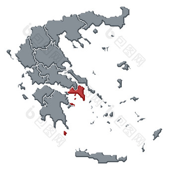 地图希腊阿提卡突出显示政治地图希腊与的几个州在哪里阿提卡突出显示