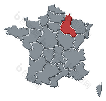 地图法国<strong>硕果累累</strong>的突出显示政治地图法国与的几个地区在哪里<strong>硕果累累</strong>的突出显示