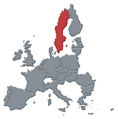 地图的欧洲联盟瑞典突出显示政治地图的欧洲联盟与的几个州在哪里瑞典突出显示