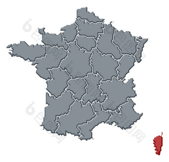 地图法国<strong>科西嘉</strong>岛突出显示政治地图法国与的几个地区在哪里<strong>科西嘉</strong>岛突出显示
