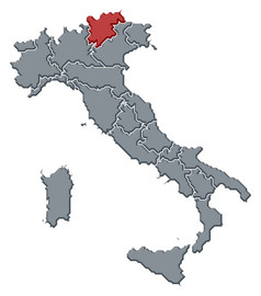地图意大利特伦蒂诺-阿尔托阿迪杰舒替罗突出显示政治地图意大利与的几个地区在哪里特伦蒂诺-阿尔托阿迪杰舒替罗突出显示