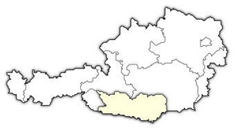 地图奥地利卡林西亚<strong>突出</strong>显示政治地图奥地利与的几个州在哪里卡林西亚<strong>突出</strong>显示
