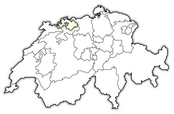 地图瑞士巴塞尔乡村州突出显示政治地图瑞士与的几个县在哪里巴塞尔乡村州突出显示