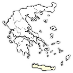 地图希腊克里特岛突出显示政治地图希腊与的几个州在哪里克里特岛突出显示