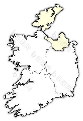 地图爱尔兰阿尔斯特突出显示政治地图爱尔兰与的几个省在哪里阿尔斯特突出显示